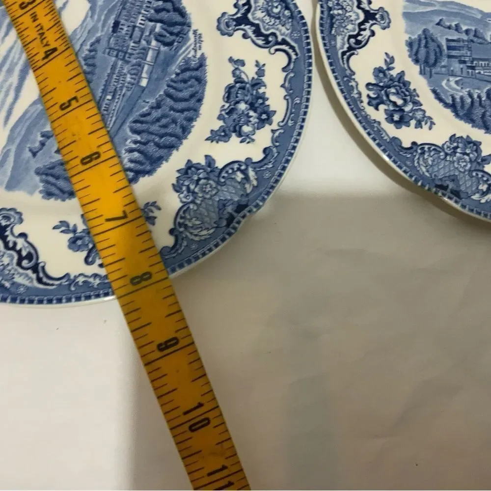 2 Vintage Johnson Bros Old Britain Castles Blarney Castle 8”Plate Blue White G15